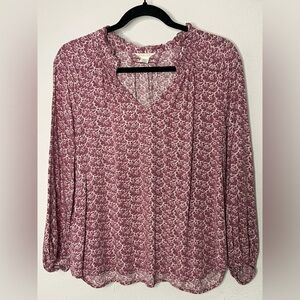 Caslon Mauve Patterned Blouse Size Medium